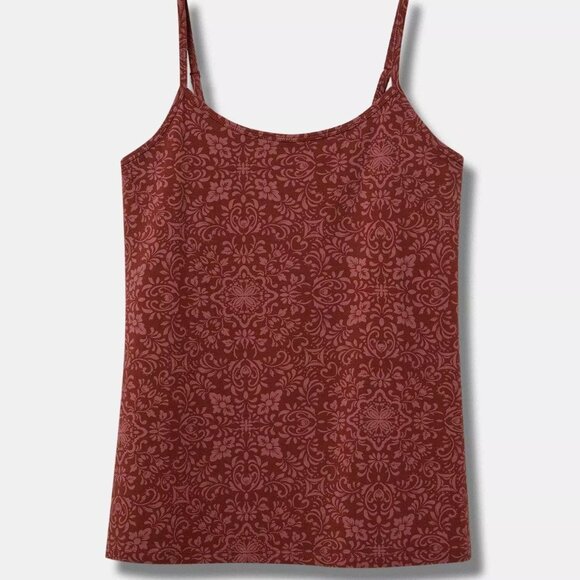 Torrid 4X Tank Top Cami Burgundy Medallion Print Foxy Plus Size Layering Shirt - Picture 1 of 3